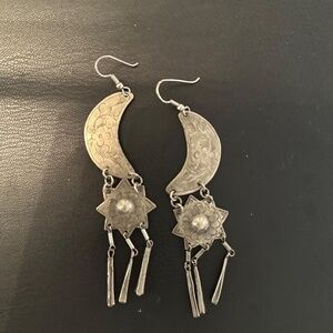 Large metal boho earrings. Bought in Thailand 1990 from a hill tribe.